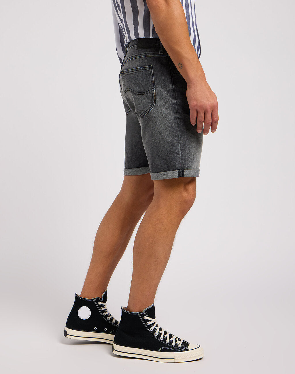 LEE RIDER SHORT MĘSKIE SZORTY KRÓKIE SPODENKI JEANSOWE WASHED GREY 112349328 L73F015973
