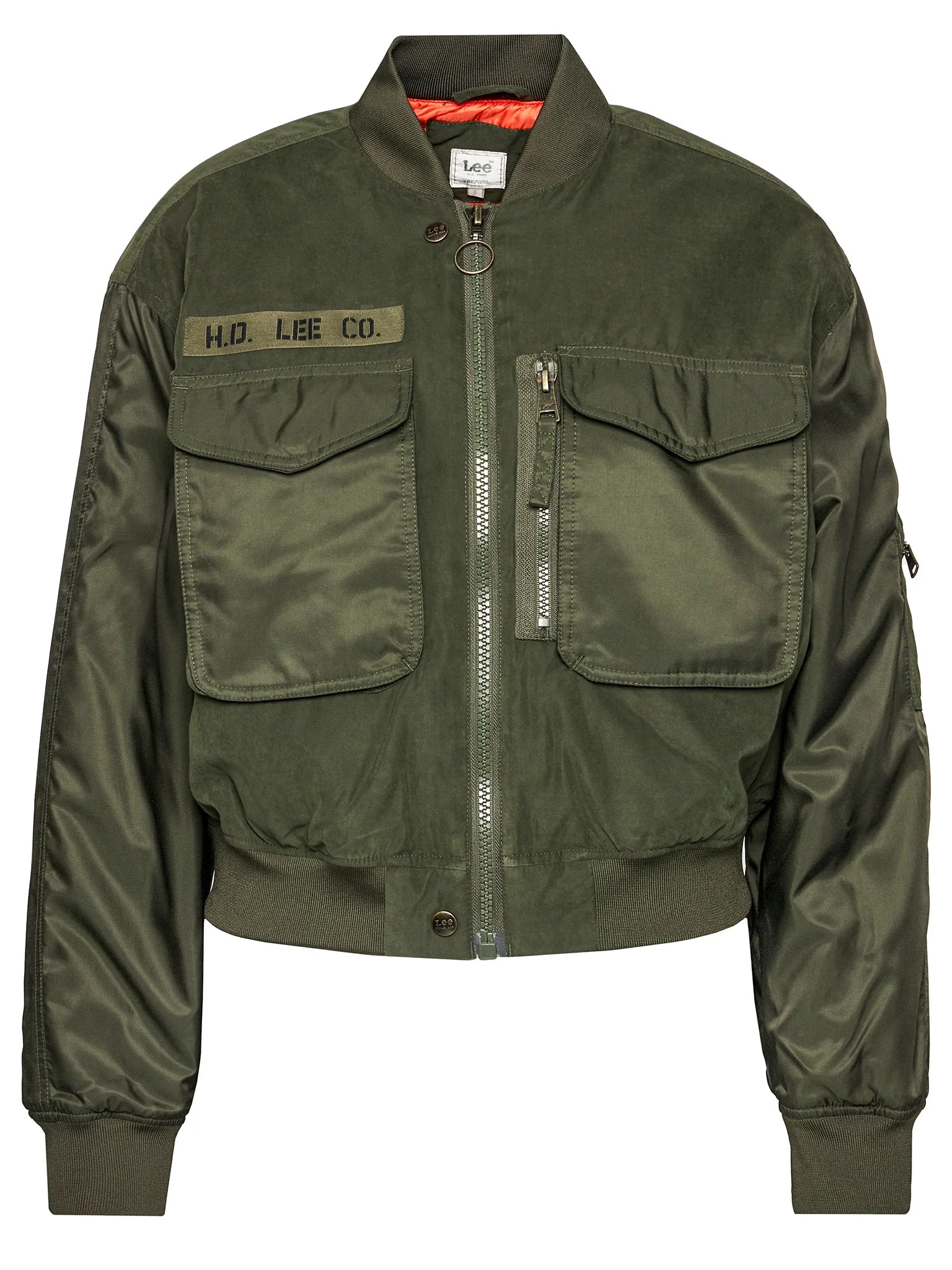LEE SATEEN BOMBER DAMSKA KURTKA PRZEJŚCIOWA OLIVE GREEN L56EMMNX 112113030