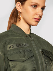 LEE SATEEN BOMBER DAMSKA KURTKA PRZEJŚCIOWA OLIVE GREEN L56EMMNX 112113030