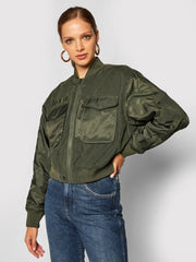 LEE SATEEN BOMBER DAMSKA KURTKA PRZEJŚCIOWA OLIVE GREEN L56EMMNX 112113030
