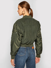 LEE SATEEN BOMBER DAMSKA KURTKA PRZEJŚCIOWA OLIVE GREEN L56EMMNX 112113030