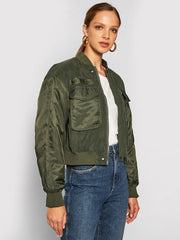 LEE SATEEN BOMBER DAMSKA KURTKA PRZEJŚCIOWA OLIVE GREEN L56EMMNX 112113030