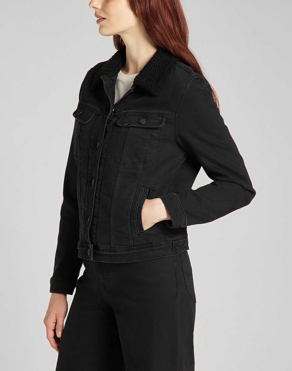 LEE SHERPA RIDER DAMSKA KURTKA JEANSOWA BLACK PARKER L54VOKSS 112140288