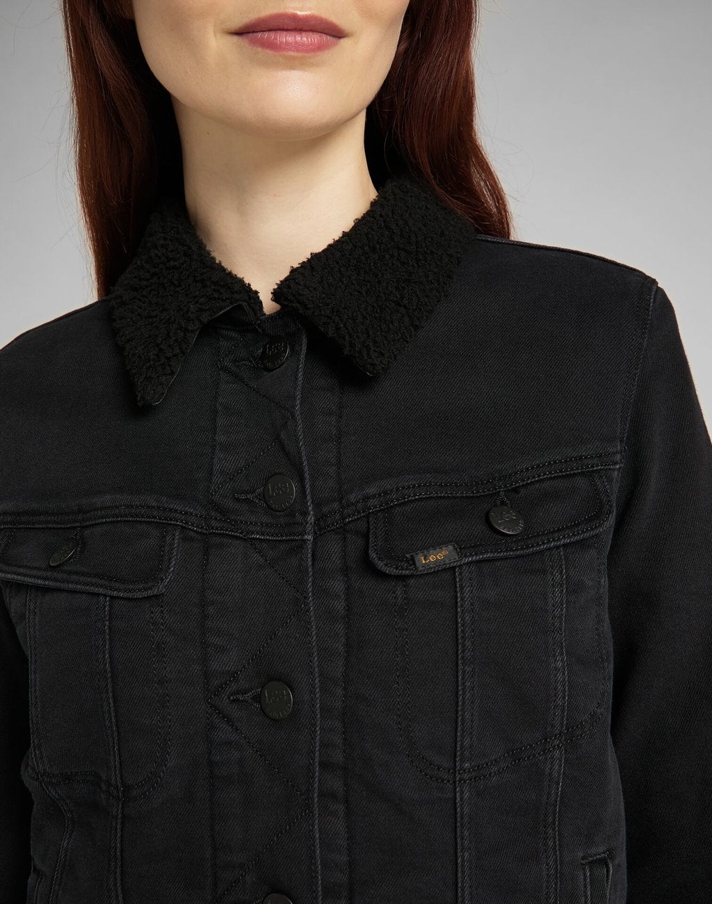 LEE SHERPA RIDER DAMSKA KURTKA JEANSOWA BLACK PARKER L54VOKSS 112140288