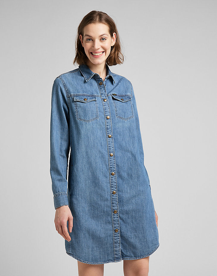 Sukienka Jeansowa Damska Lee Shirt Dress Mid Stone L50DPLVK 112145226