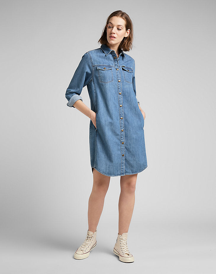 Sukienka Jeansowa Damska Lee Shirt Dress Mid Stone L50DPLVK 112145226