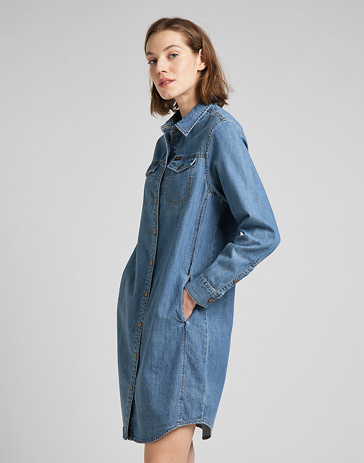 Sukienka Jeansowa Damska Lee Shirt Dress Mid Stone L50DPLVK 112145226