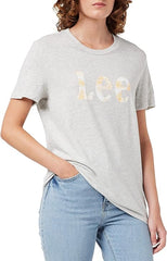 LEE SLIM LOGO TEE DAMSKA KOSZULKA Z NADRUKIEM LOGO T-SHIRT SHARP GREY MELE L43KEH03 112109660