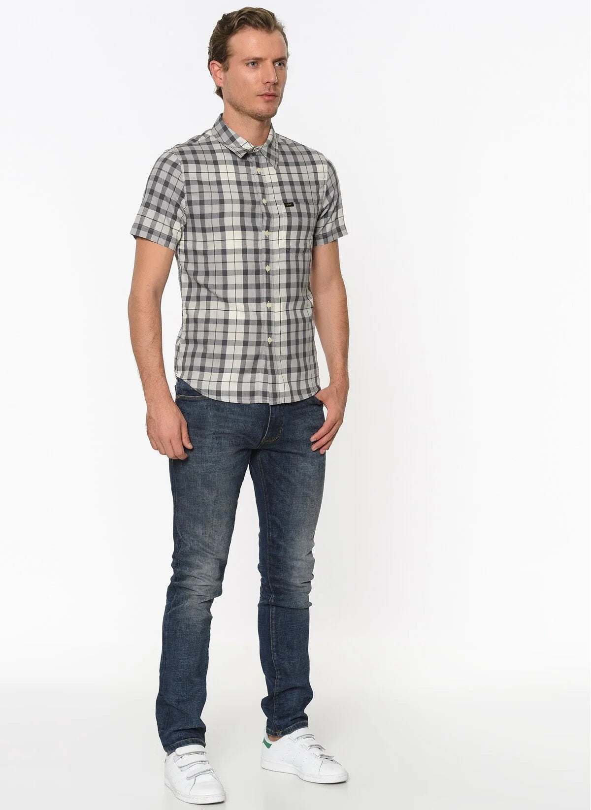 Koszula Męska Lee SS Shirt Krótki Rękaw Alloy Grey L875JPJB