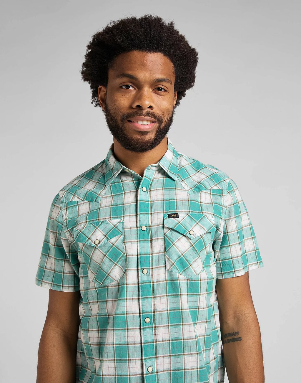 Męska Koszula Lee SS Western Shirt Teal Wash L66OOBUB 112145388