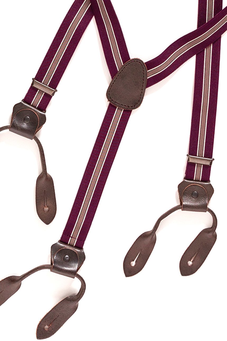 LEE SUSPENDER LOGGER BURGUNDY STRIPE