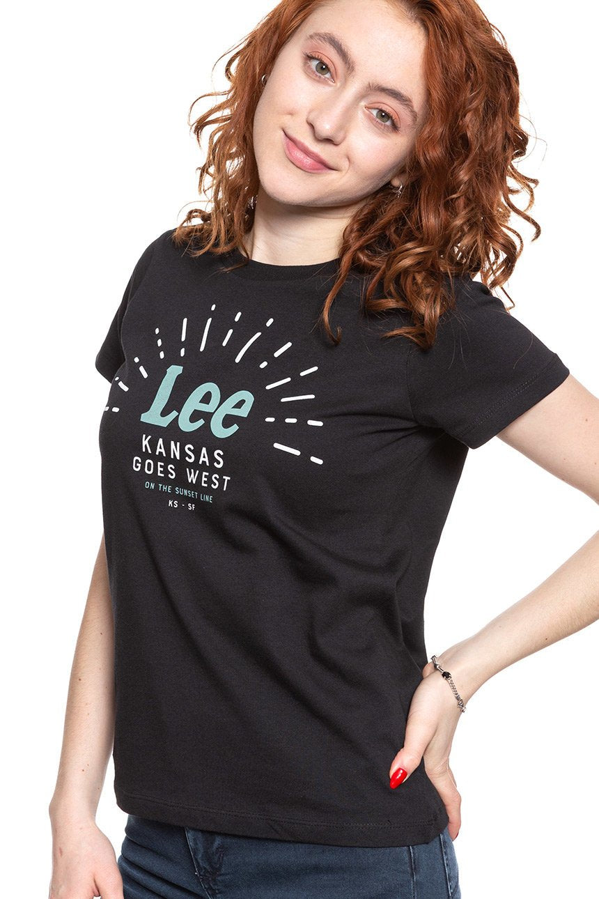 LEE T SHIRT DAMSKI SEASONAL LOGO TEE BLACK L42YRE01 112109518