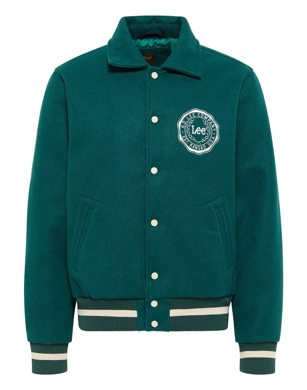 Lee Varsity Jacket Męska Kurtka Przejściowa Logo Nadruk Esmeralda L87TDB96 112321558