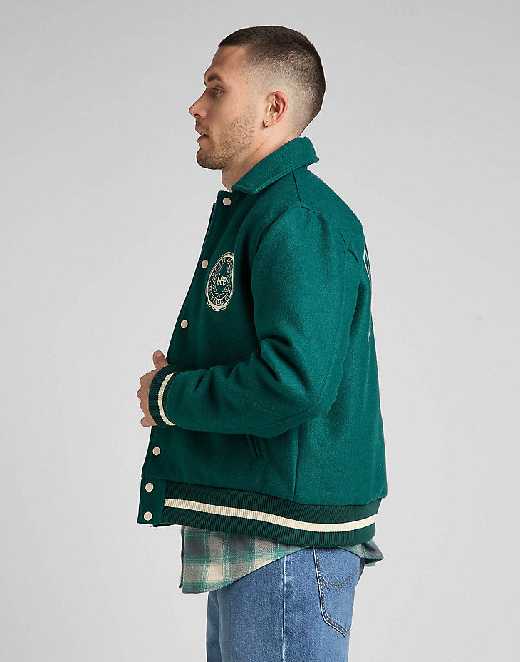 Lee Varsity Jacket Męska Kurtka Przejściowa Logo Nadruk Esmeralda L87TDB96 112321558
