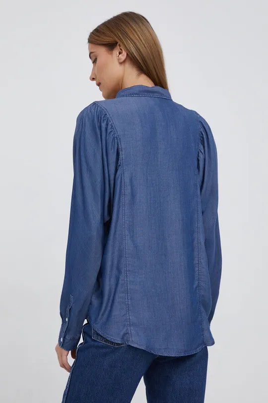 LEE VOLUME SLEEVE SHIRT DAMSKA KOSZULA Z DŁUGIM RĘKAWEM BRIGHT NAVY L45BTSC 112144041