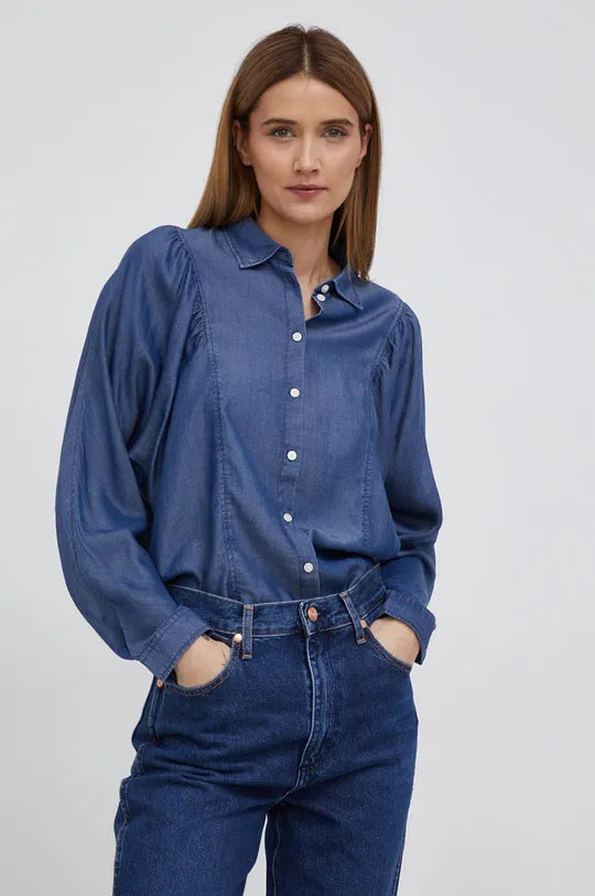LEE VOLUME SLEEVE SHIRT DAMSKA KOSZULA Z DŁUGIM RĘKAWEM BRIGHT NAVY L45BTSC 112144041