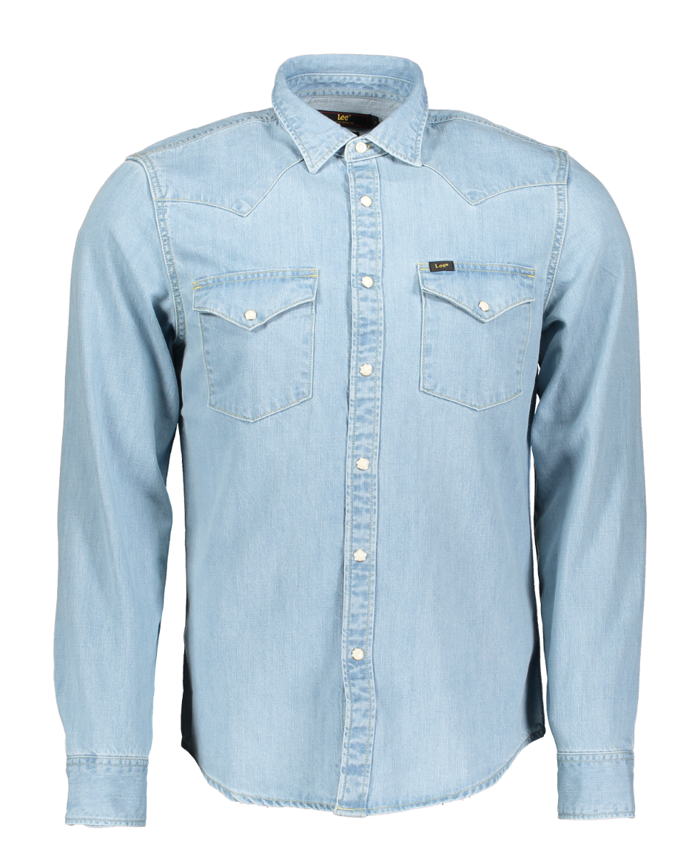 LEE WESTERN SHIRT MĘSKA KOSZULA JEANSOWA Z DŁUGIM RĘKAWEM LOGO HEATHER BLUE L643PLLI 112115421