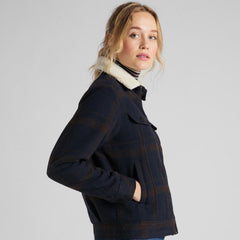 LEE WOOL CHECK SHERPA DAMSKA KURTKA PRZEJŚCIOWA WINTER BROWN L56XMSOH 112113150