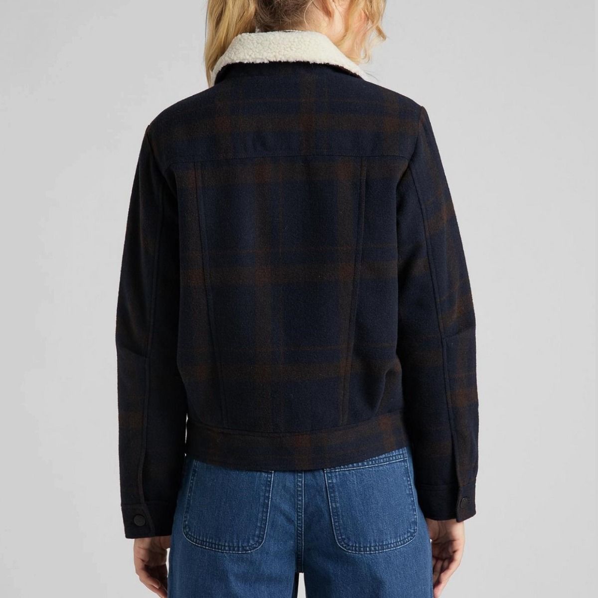 LEE WOOL CHECK SHERPA DAMSKA KURTKA PRZEJŚCIOWA WINTER BROWN L56XMSOH 112113150