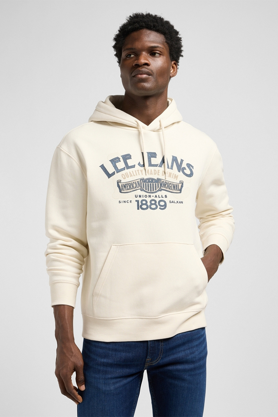 MĘSKA BLUZA LEE BIG LOGO HOODIE ECRU 112370452