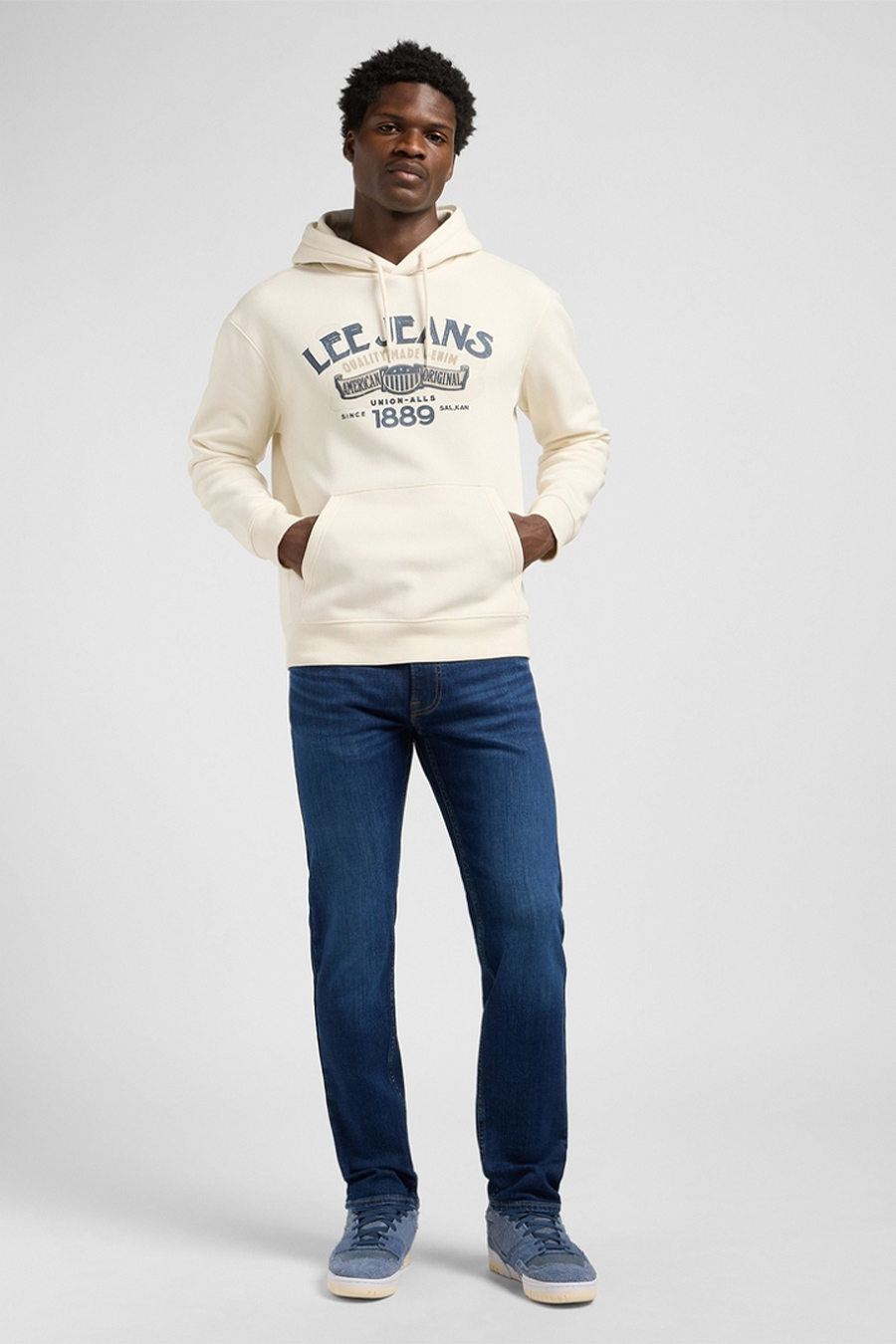 MĘSKA BLUZA LEE BIG LOGO HOODIE ECRU 112370452