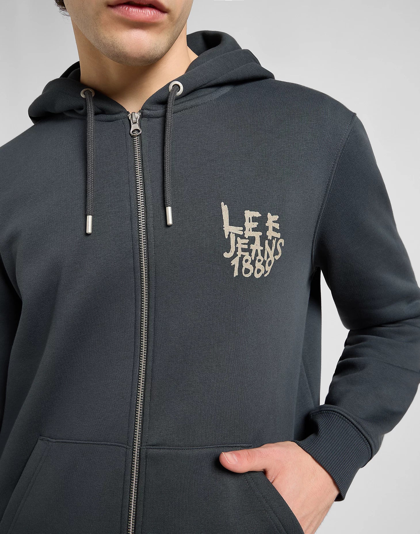 MESKA BLUZA  LEE ELEVATED ESS ZIP HOODIE WASHED BLACK 112371841