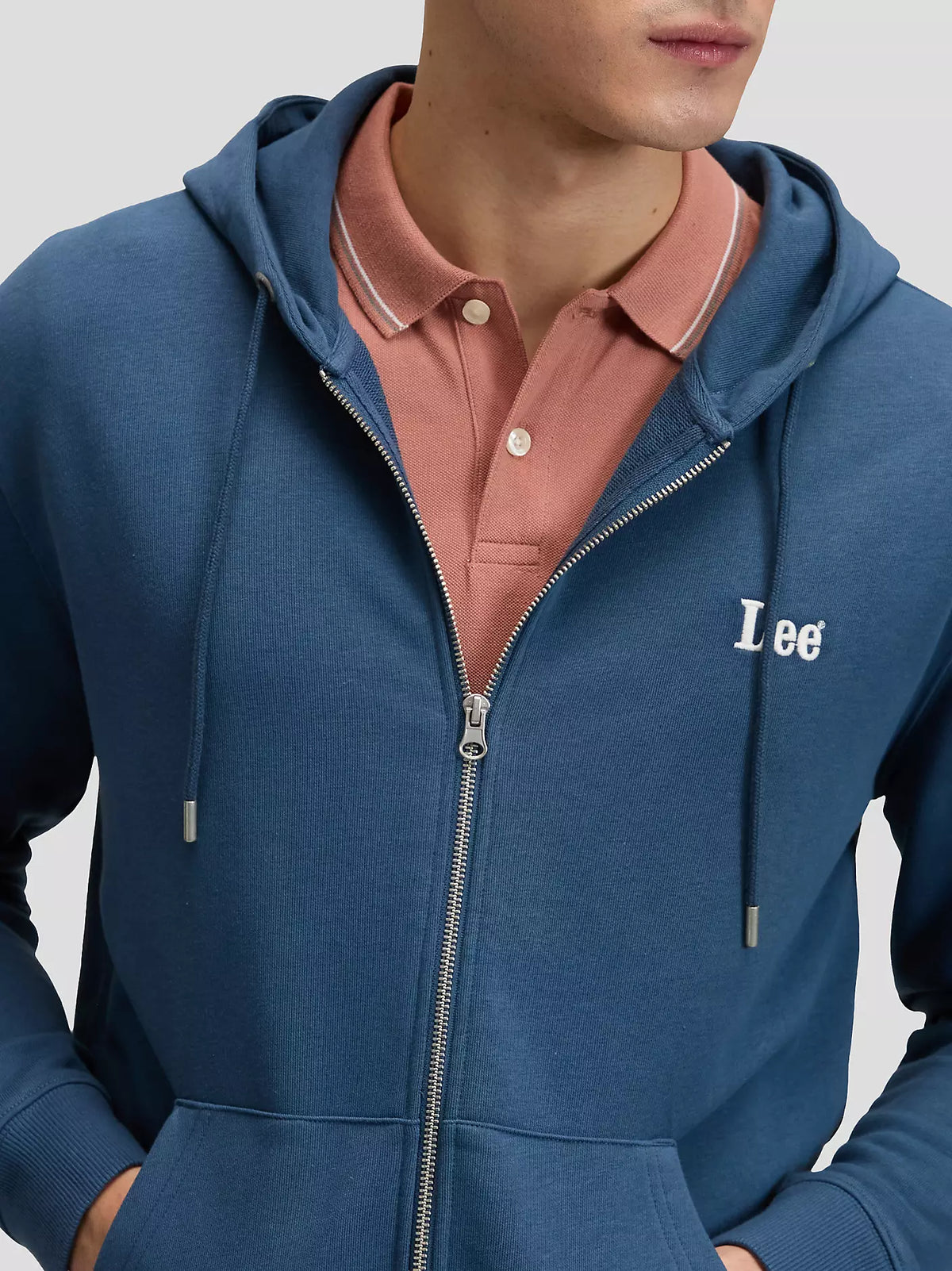 MESKA BLUZA LEE ESS LEE FULL ZIP HOODIE ACADEMY BLUE 112376392