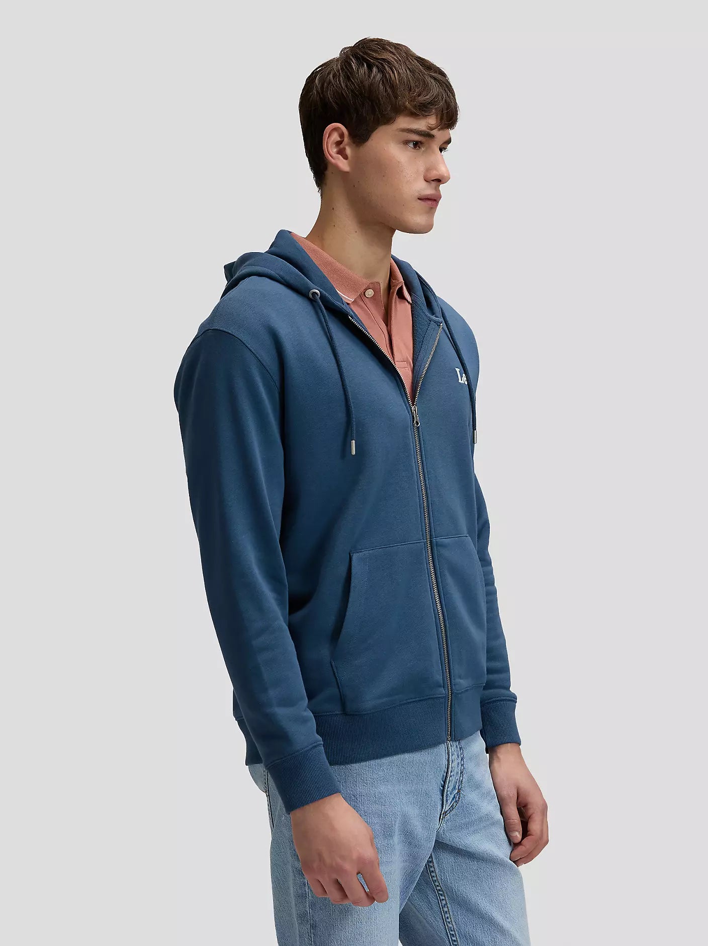 MESKA BLUZA LEE ESS LEE FULL ZIP HOODIE ACADEMY BLUE 112376392