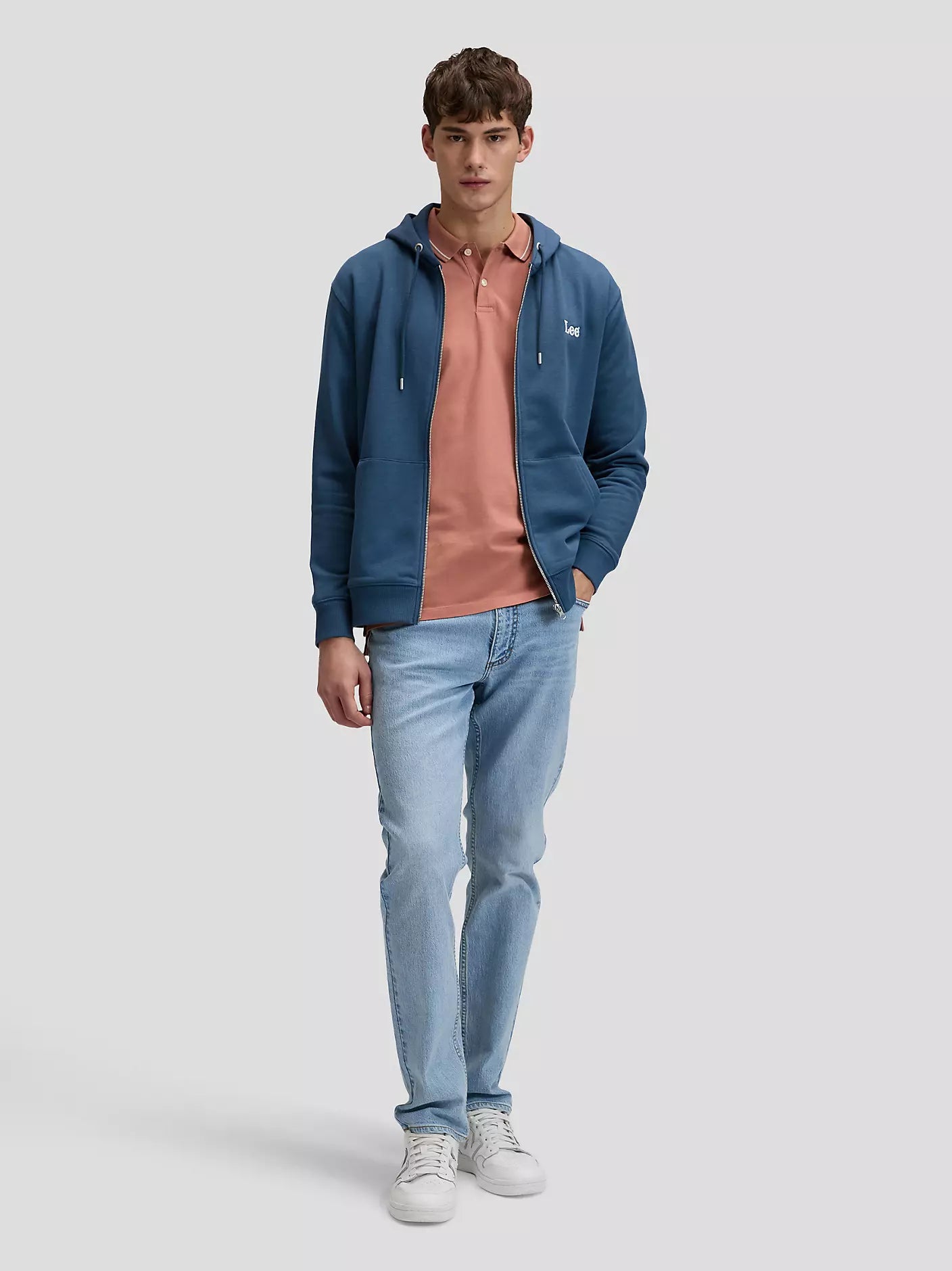 MESKA BLUZA LEE ESS LEE FULL ZIP HOODIE ACADEMY BLUE 112376392