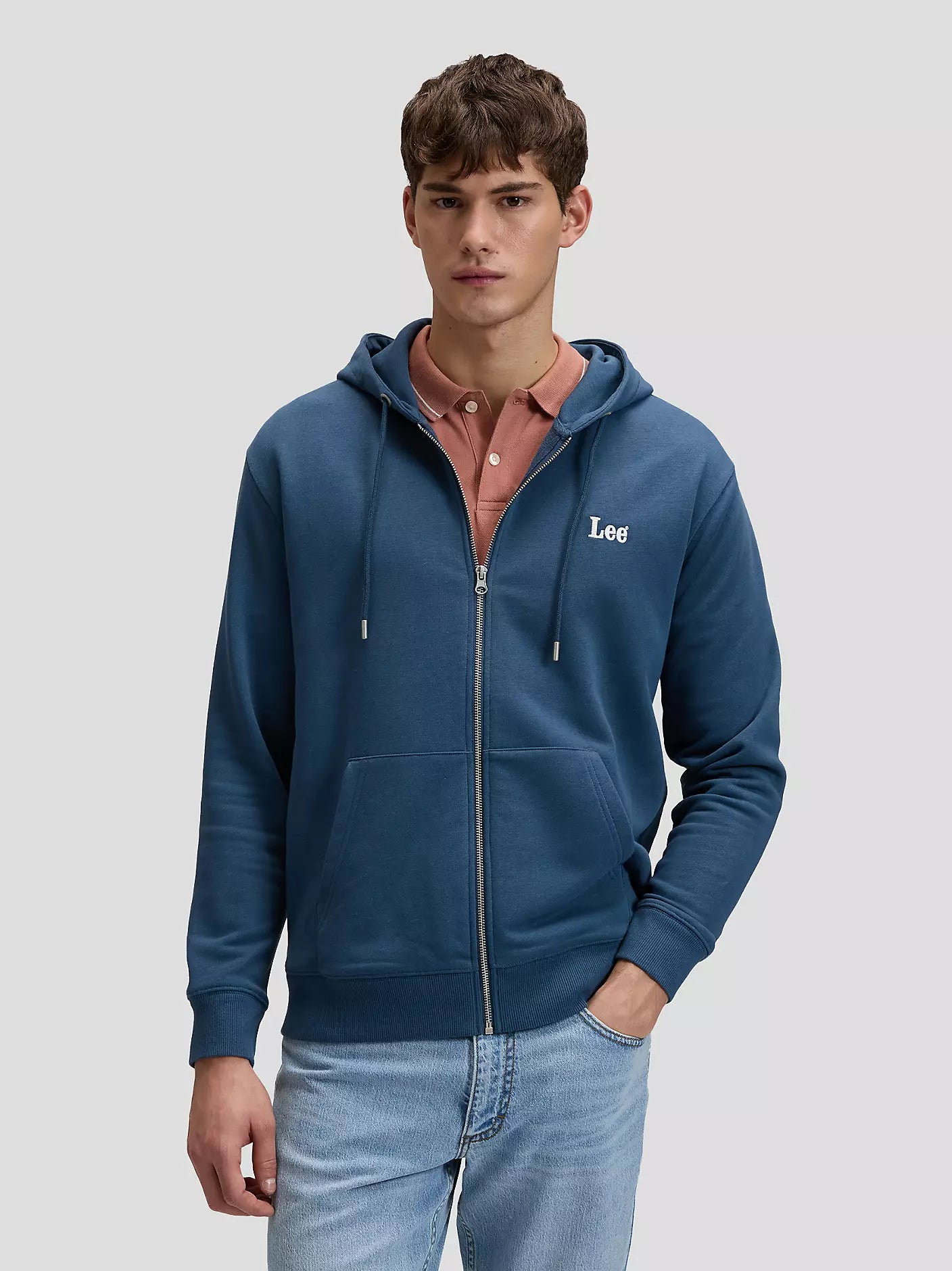 MESKA BLUZA LEE ESS LEE FULL ZIP HOODIE ACADEMY BLUE 112376392