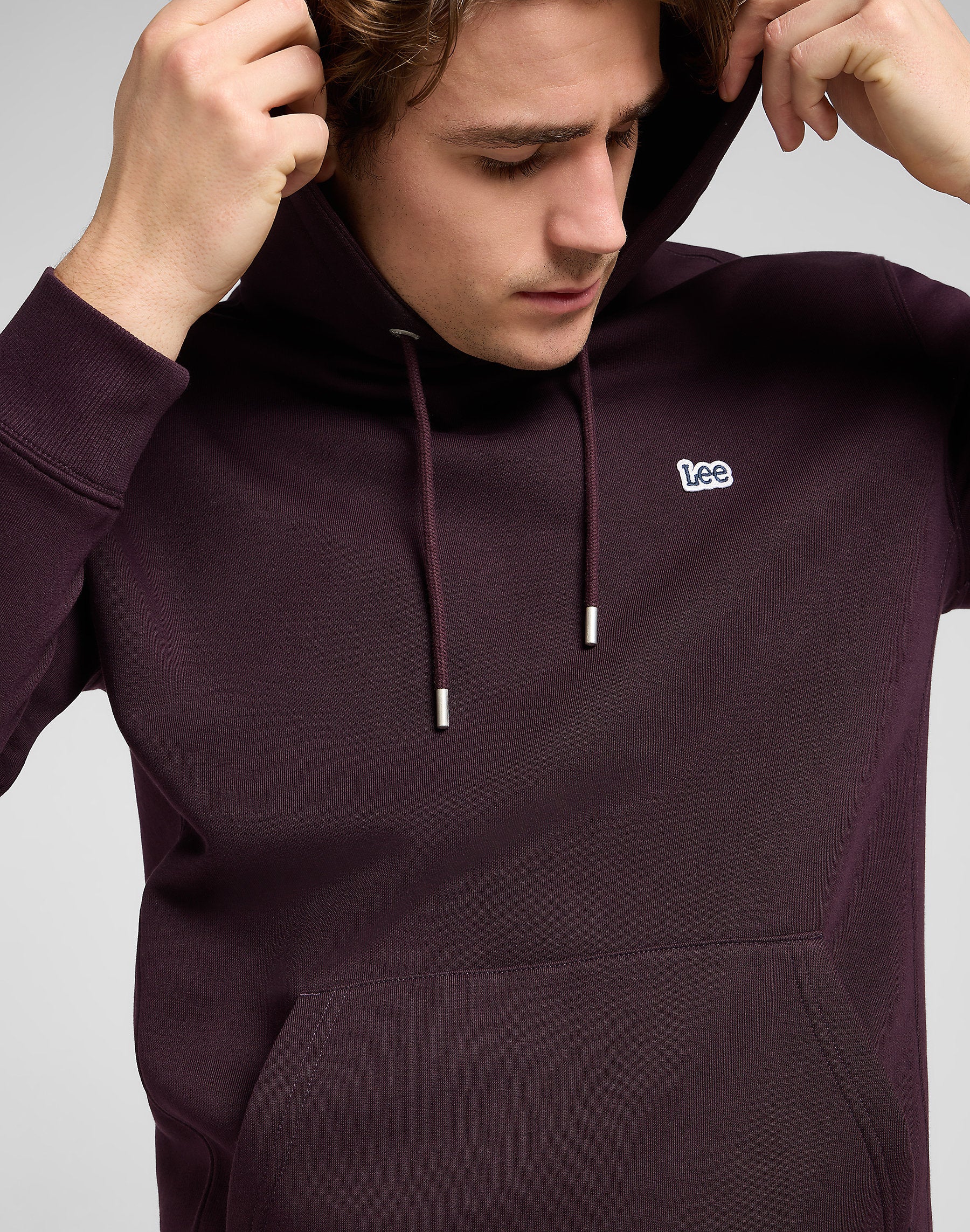 MESKA BLUZA LEE PLAIN HOODIE DEEP WINE 112371837