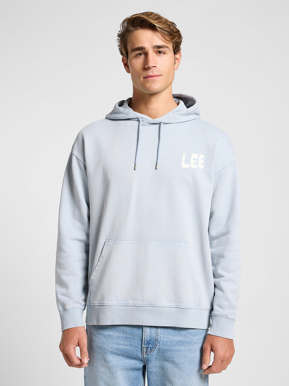 MESKA BLUZA LEE RELAXED GRAPHIC HOODIE CONCRETE GRA 112364071