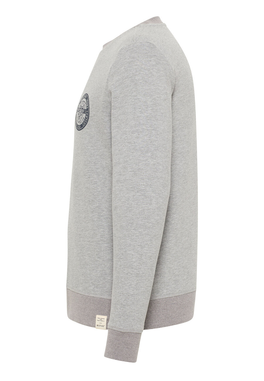 Męska Bluza Mustang Logo Ben Crewneck Mid Grey Mélange 1014159 4140