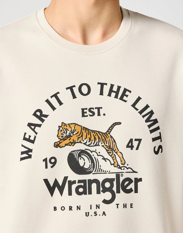 Meska Bluza Wrangler Crewneck Sweatshirt Vintage White 112357365