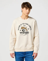 Meska Bluza Wrangler Crewneck Sweatshirt Vintage White 112357365