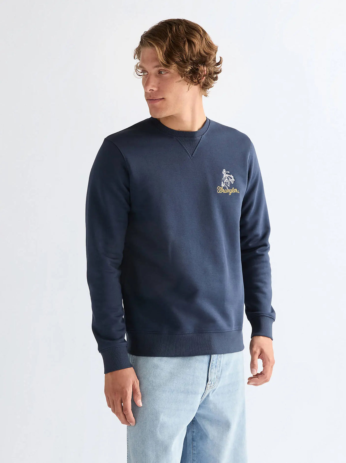 MESKA BLUZA WRANGLER EMBROIDERY CREW NAVY 112378019