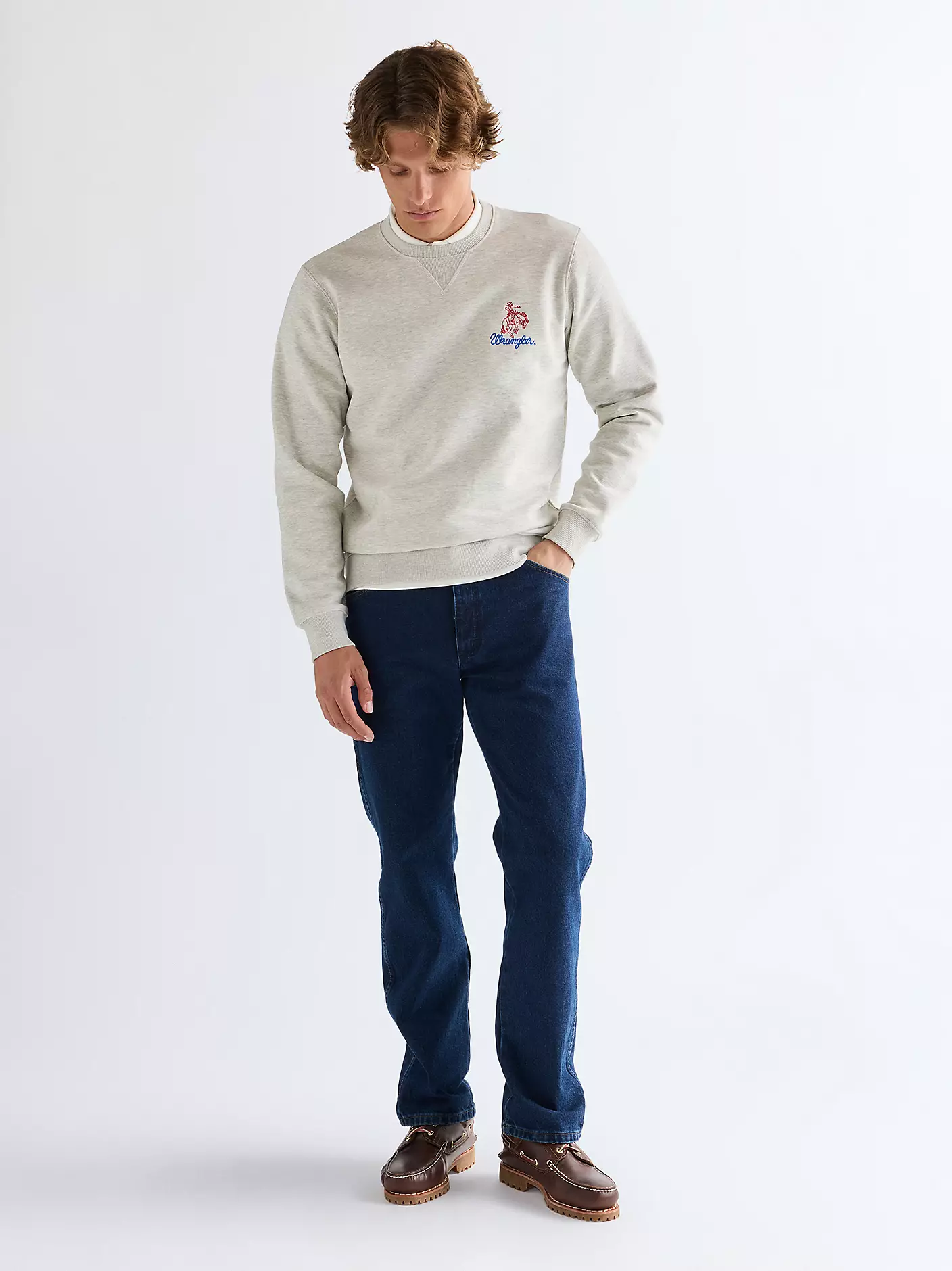 MĘSKA BLUZA WRANGLER EMBROIDERY CREW OAT MEL 112378025
