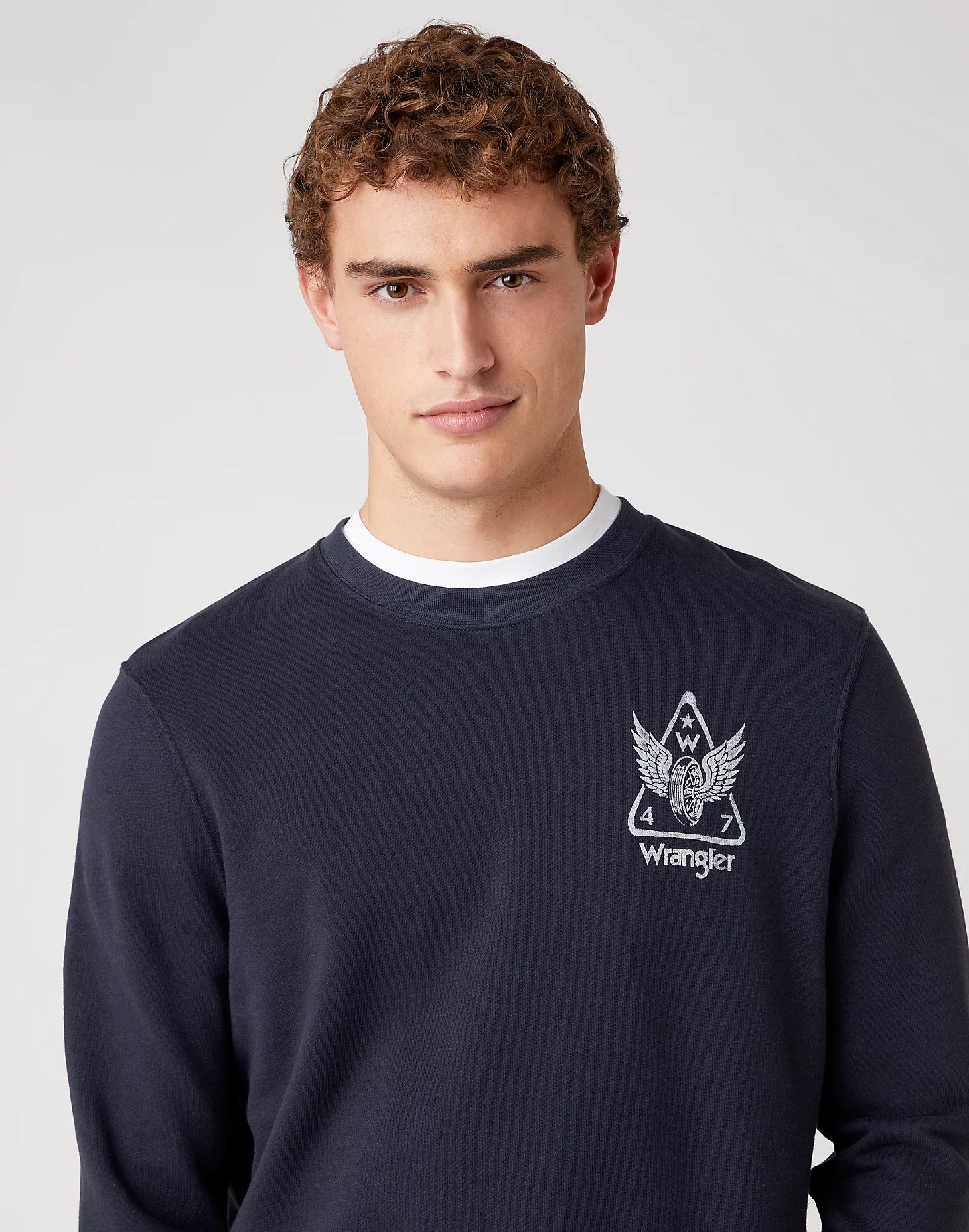 MĘSKA BLUZA WRANGLER GRAPHIC CREW DARK NAVY W6E2HAXAE 112130727