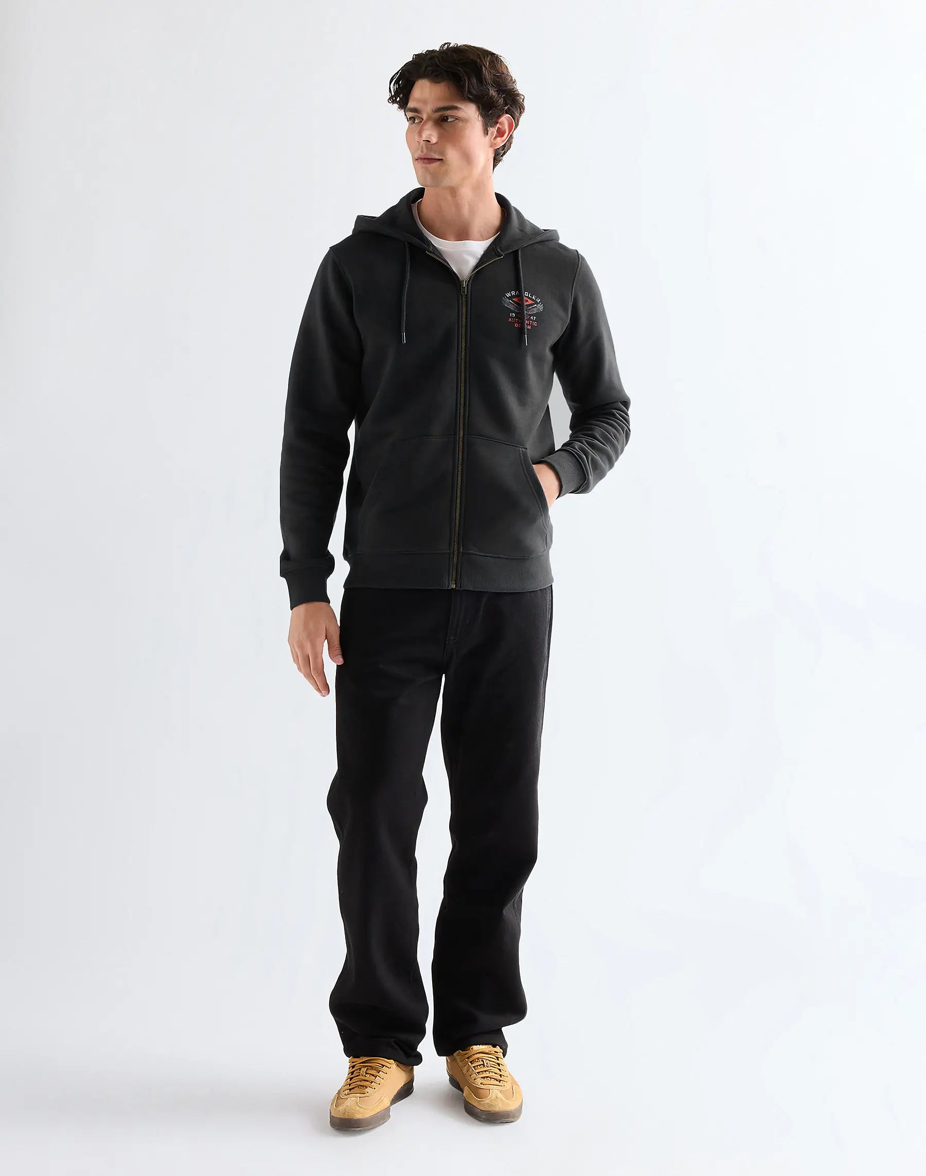 MESKA BLUZA WRANGLER GRAPHIC ZIP HOODIE BLACK 112378029
