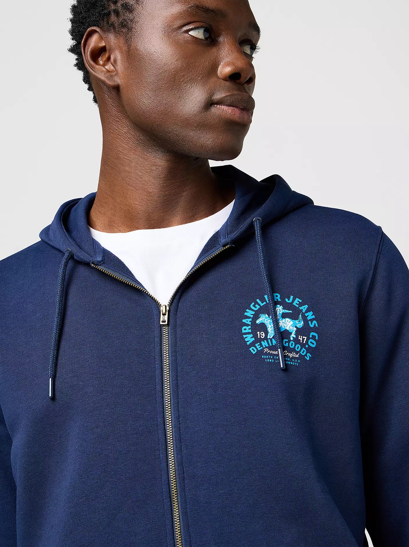 MĘSKA BLUZA WRANGLER GRAPHIC ZIP HOODIE NAVY 112371461