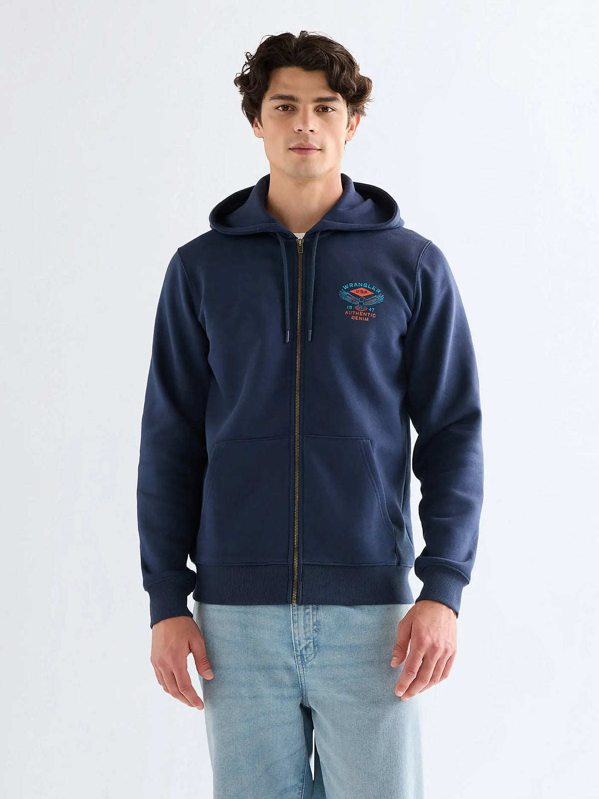 MESKA BLUZA WRANGLER GRAPHIC ZIP HOODIE NAVY 112378028
