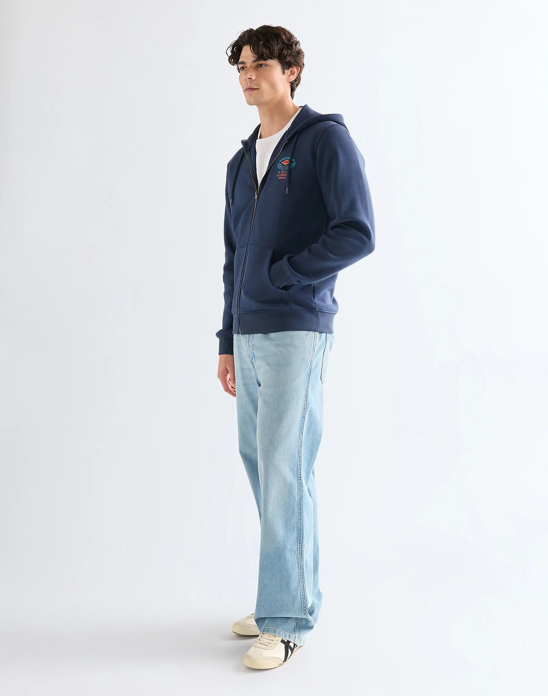 MESKA BLUZA WRANGLER GRAPHIC ZIP HOODIE NAVY 112378028