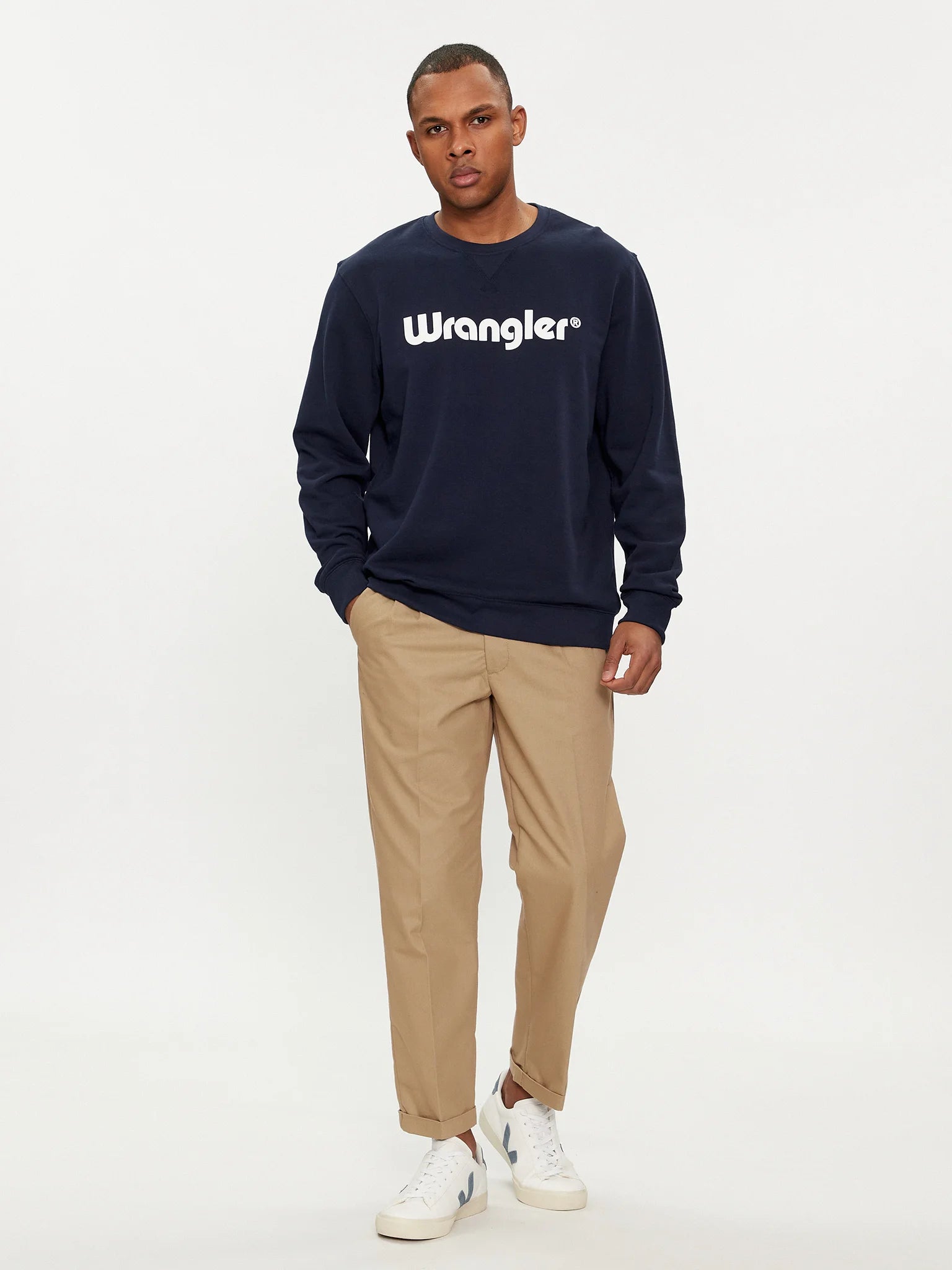 Meska Bluza Wrangler Logo Crew Sweat Navy 112350539