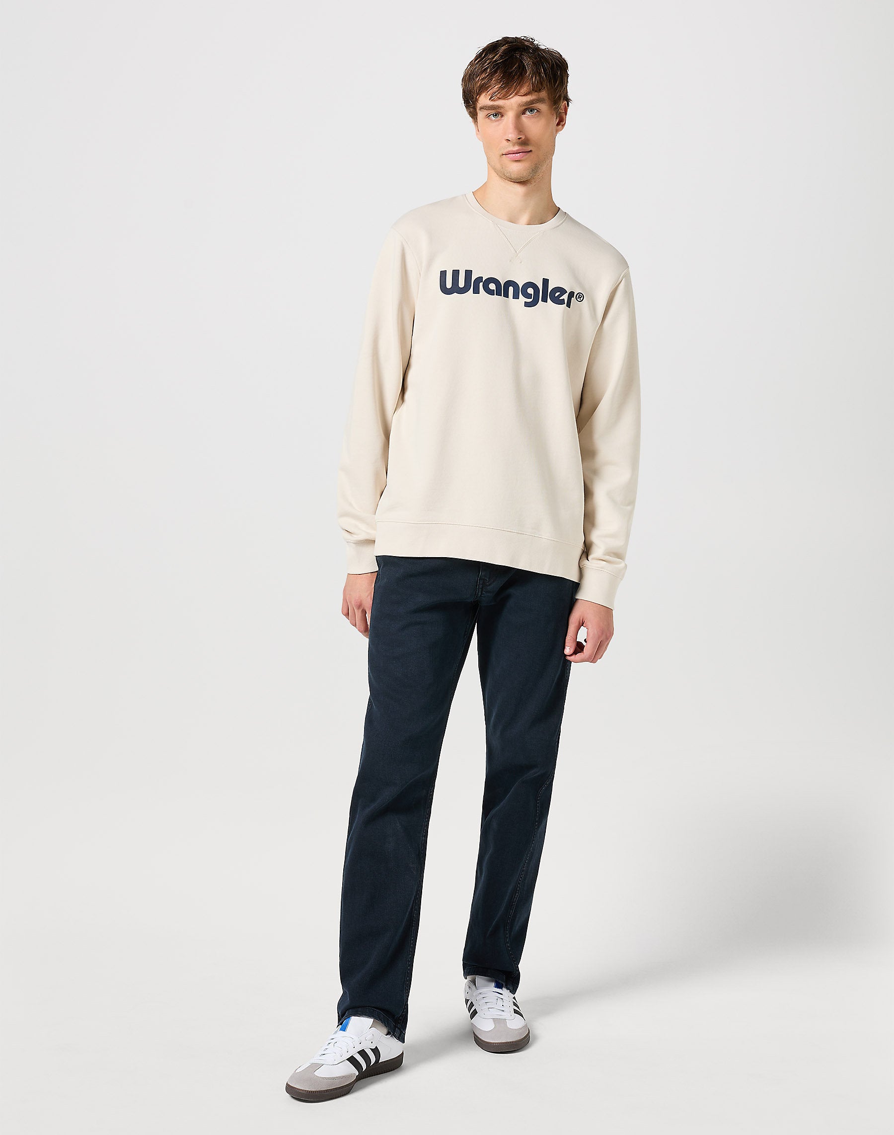 Meska Bluza Wrangler Logo Crew Sweat Vintage White 112350538
