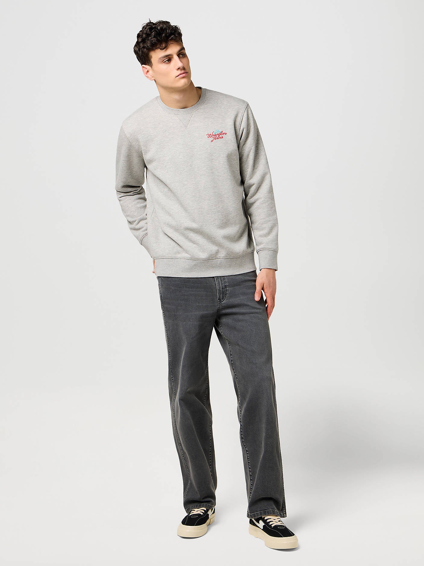 Męska Bluza Wrangler Small Graphic Crew Mid Grey Mel 112371516