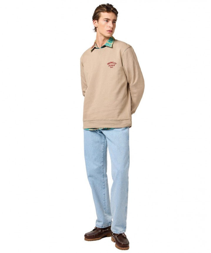 MESKA BLUZA WRANGLER SMALL LOGO CREW TIMBERWOLF 112364092