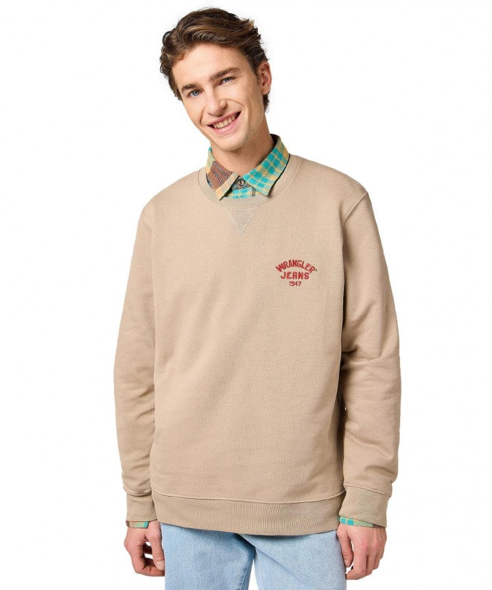 MESKA BLUZA WRANGLER SMALL LOGO CREW TIMBERWOLF 112364092