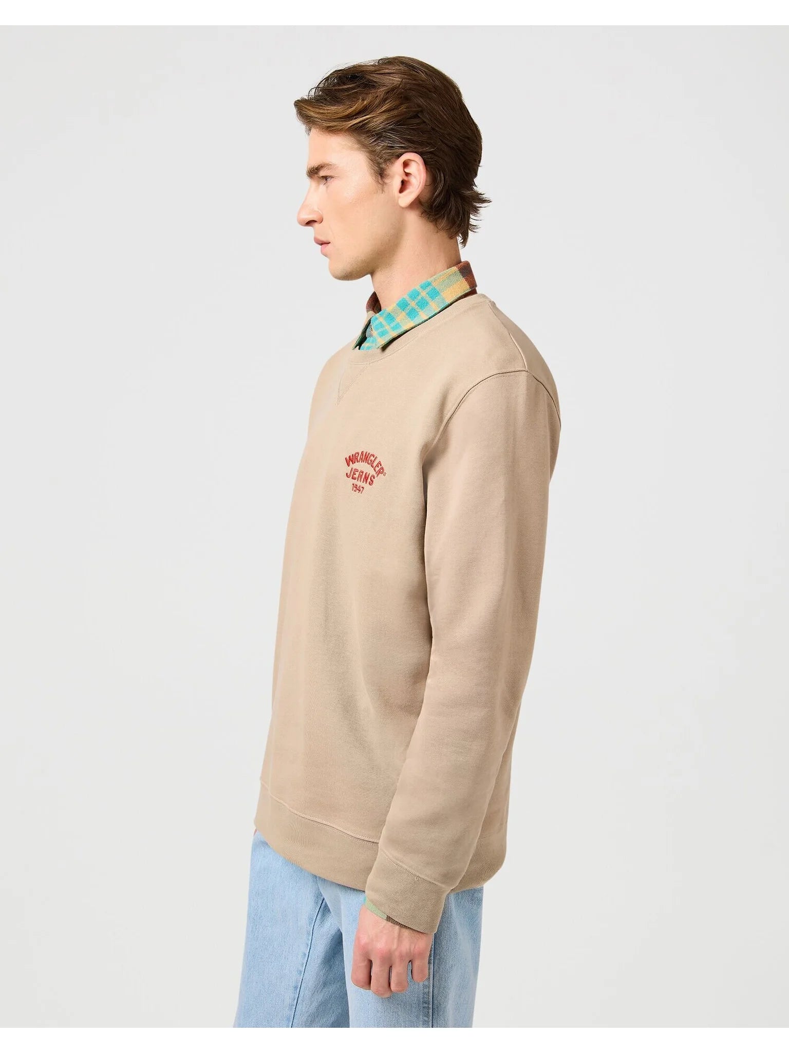 MESKA BLUZA WRANGLER SMALL LOGO CREW TIMBERWOLF 112364092