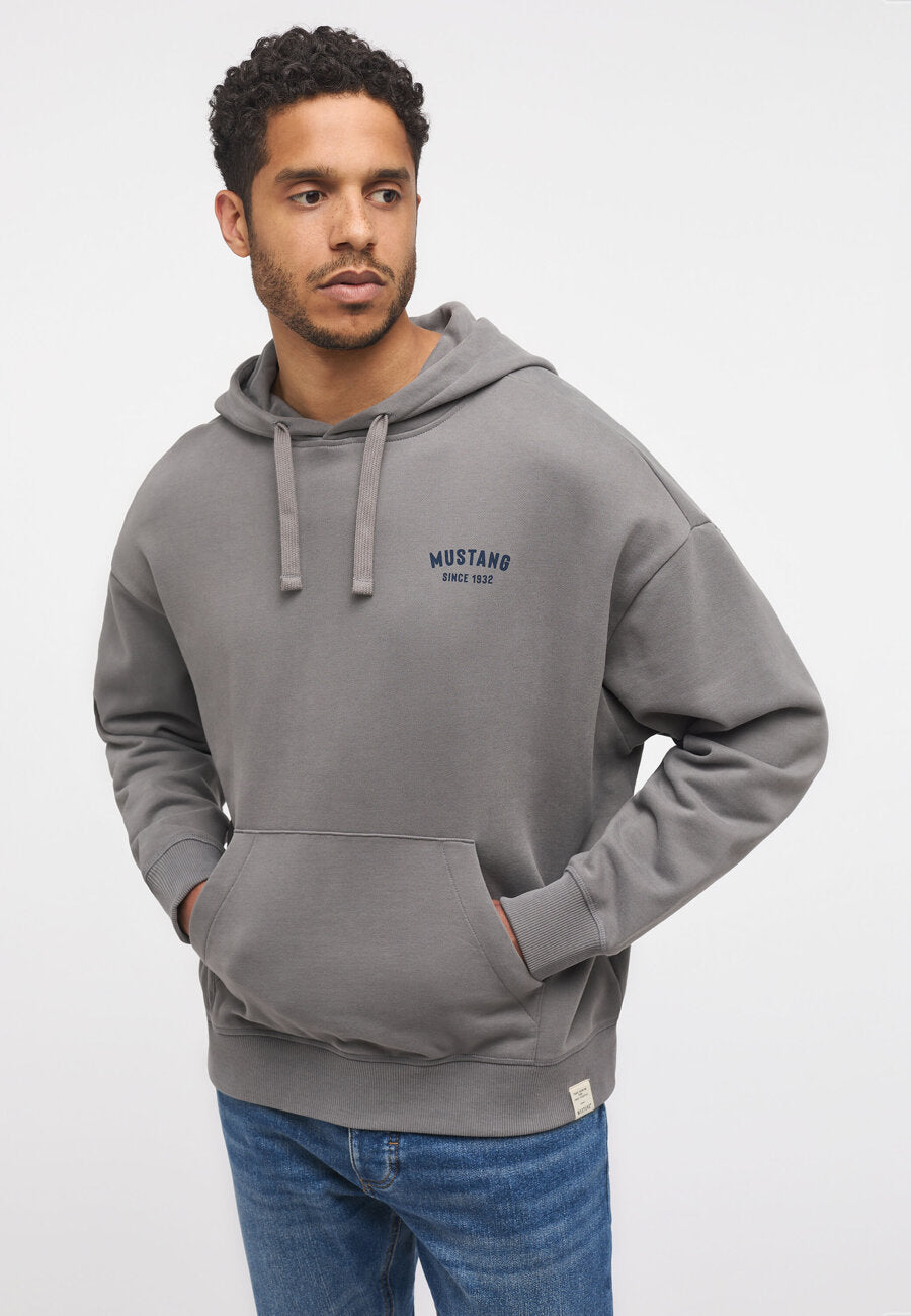 Męska Bluza z Kapturem Mustang Logo Bennet Back Print Charcoal Gray 1014166 4063