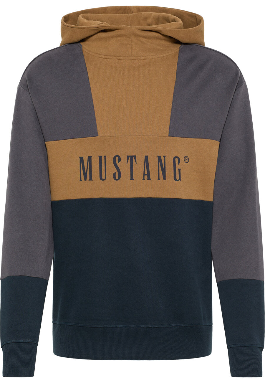 Męska Bluza z Kapturem Mustang Logo Bennet Color Block Carbon 1014506 4135
